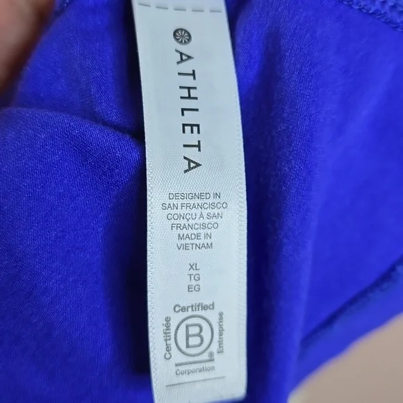 Athleta Outbound Mock Neck Blue Purple Cotton Blend Top Size XL - Picture 5 of 8